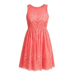 Free People Rocco Lined Lace Cherry/Coral Mini Dress Size 2